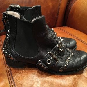 Miu Miu ( PRADA ) black leather studded boots